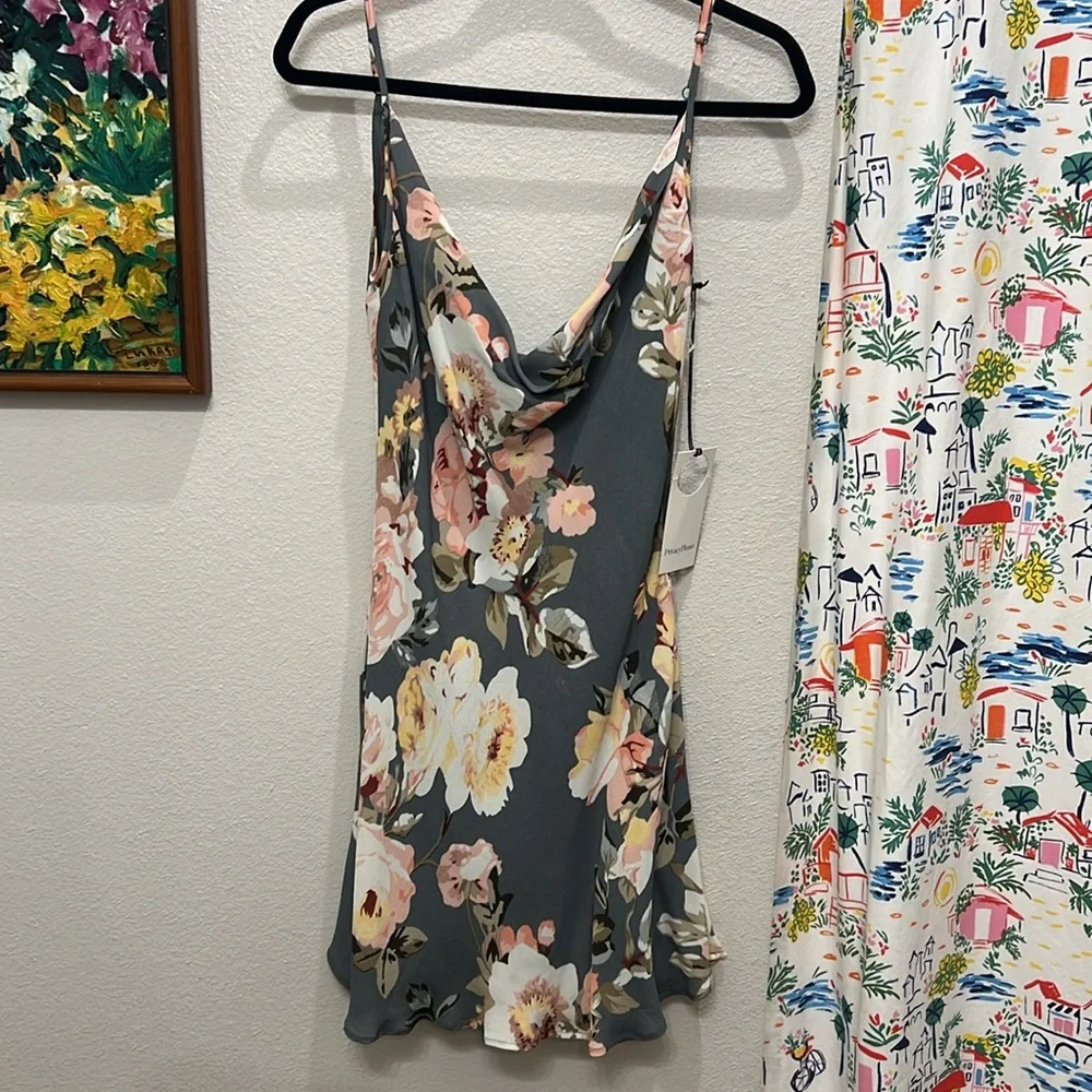 Revolve Privacy Please Cowl Neck Watercolor Floral Mini Dress - Picture 6 of 9